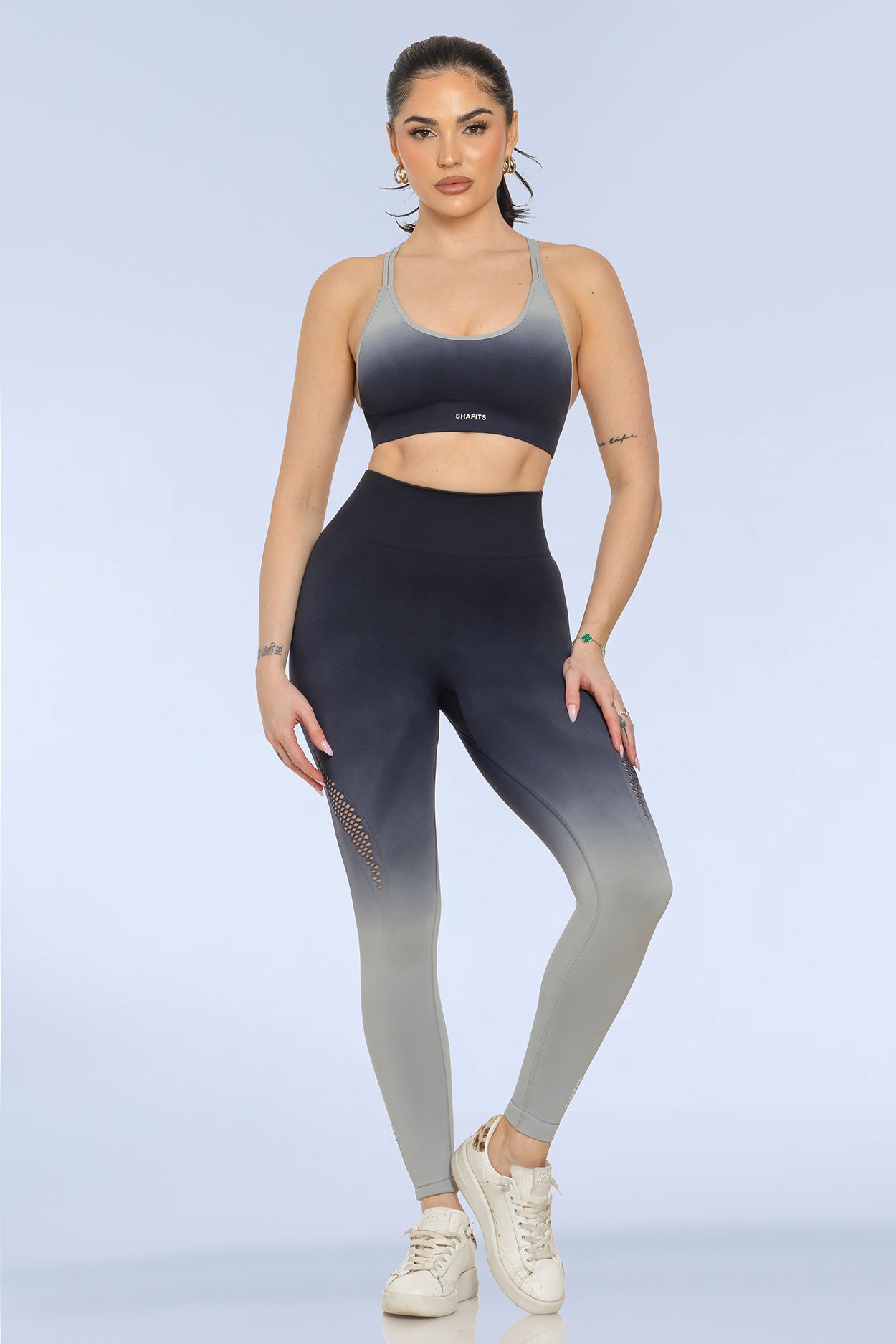 Black Seamless Gradient-Colored Activewear Set