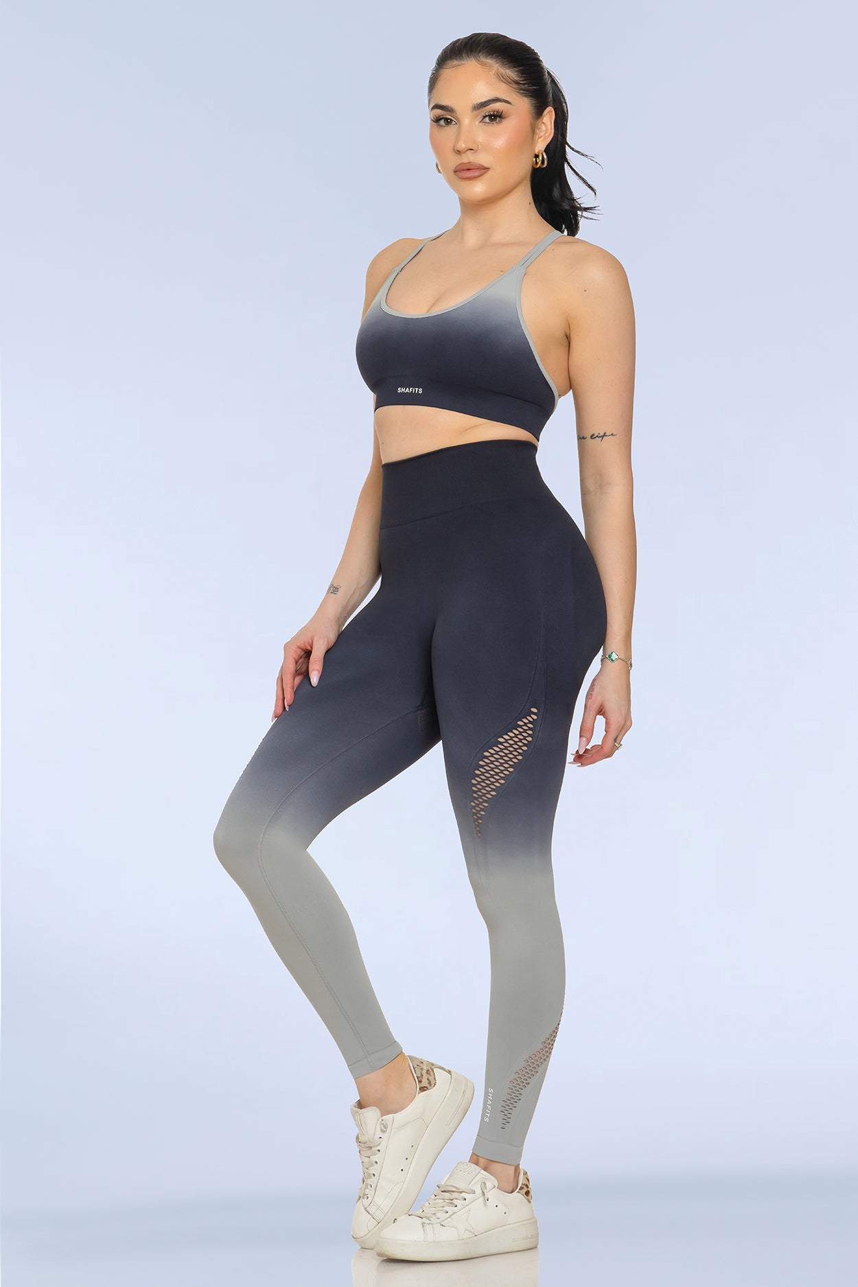 Black Seamless Gradient-Colored Activewear Set