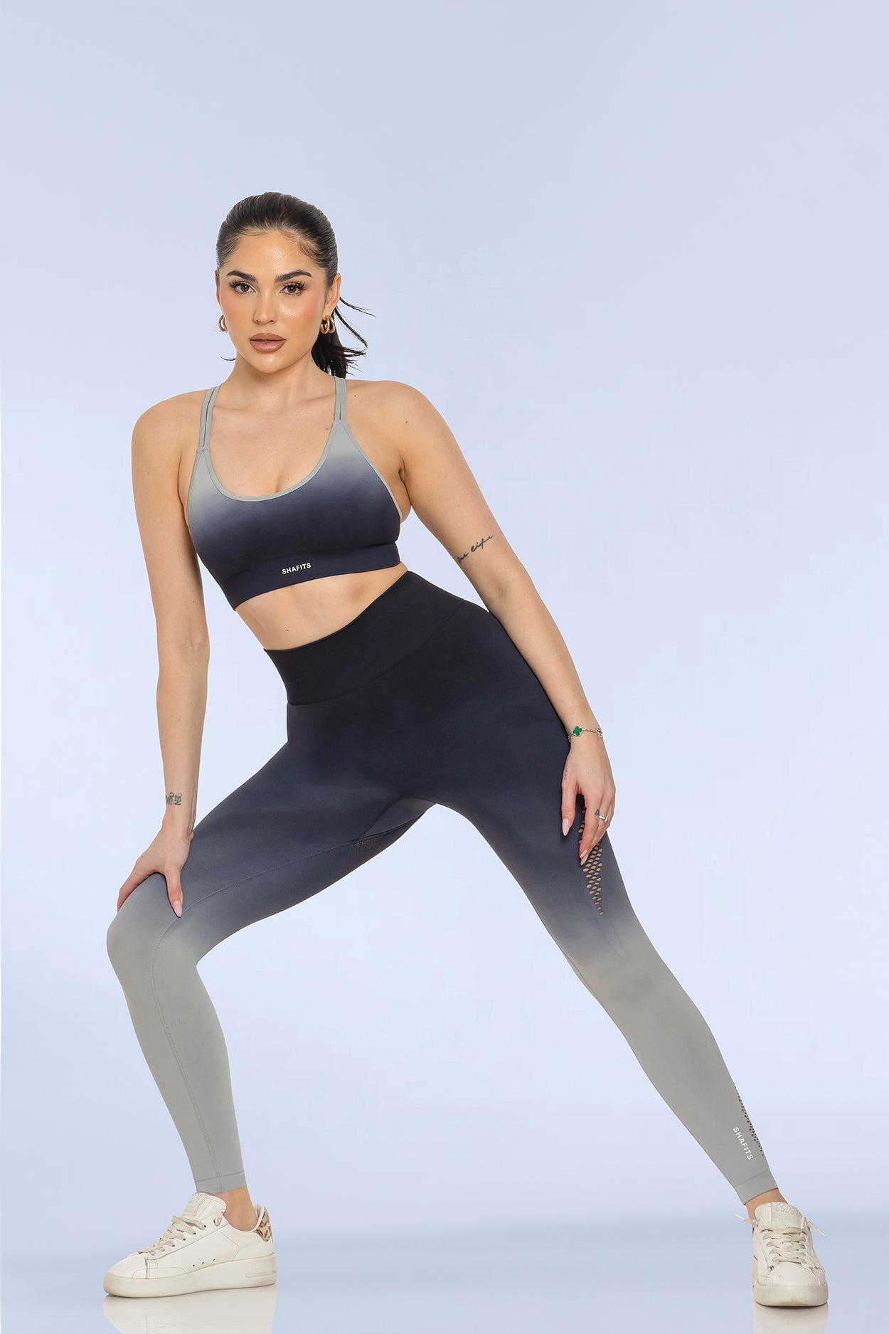 Black Seamless Gradient-Colored Activewear Set