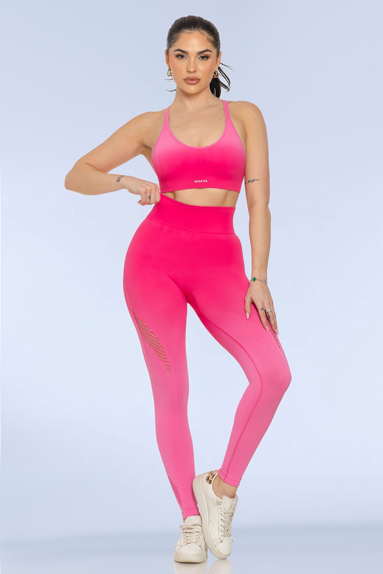 Fuchsia Seamless Gradient-Colored Activewear Set