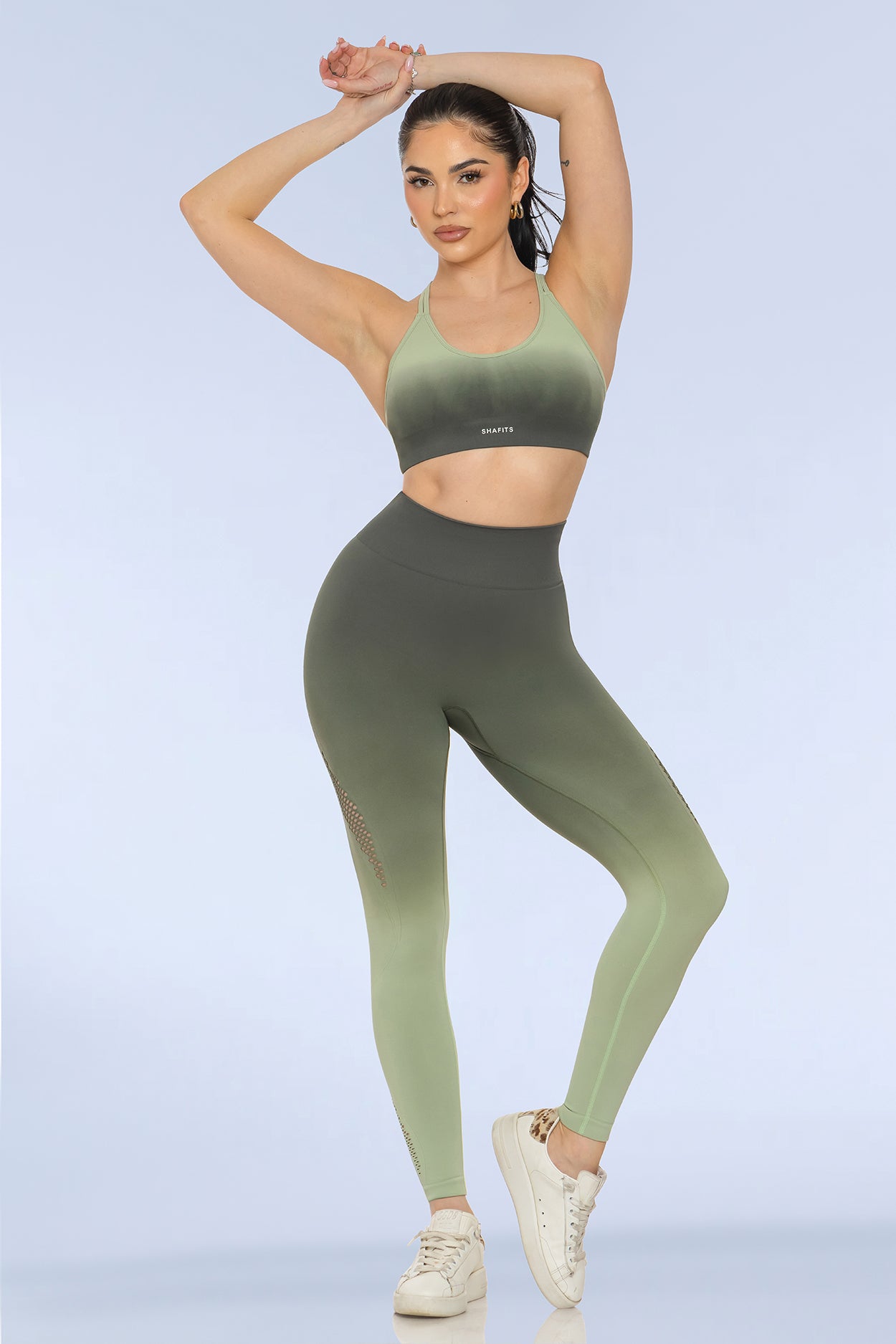 Olive Seamless Gradient-Colored Activewear Set