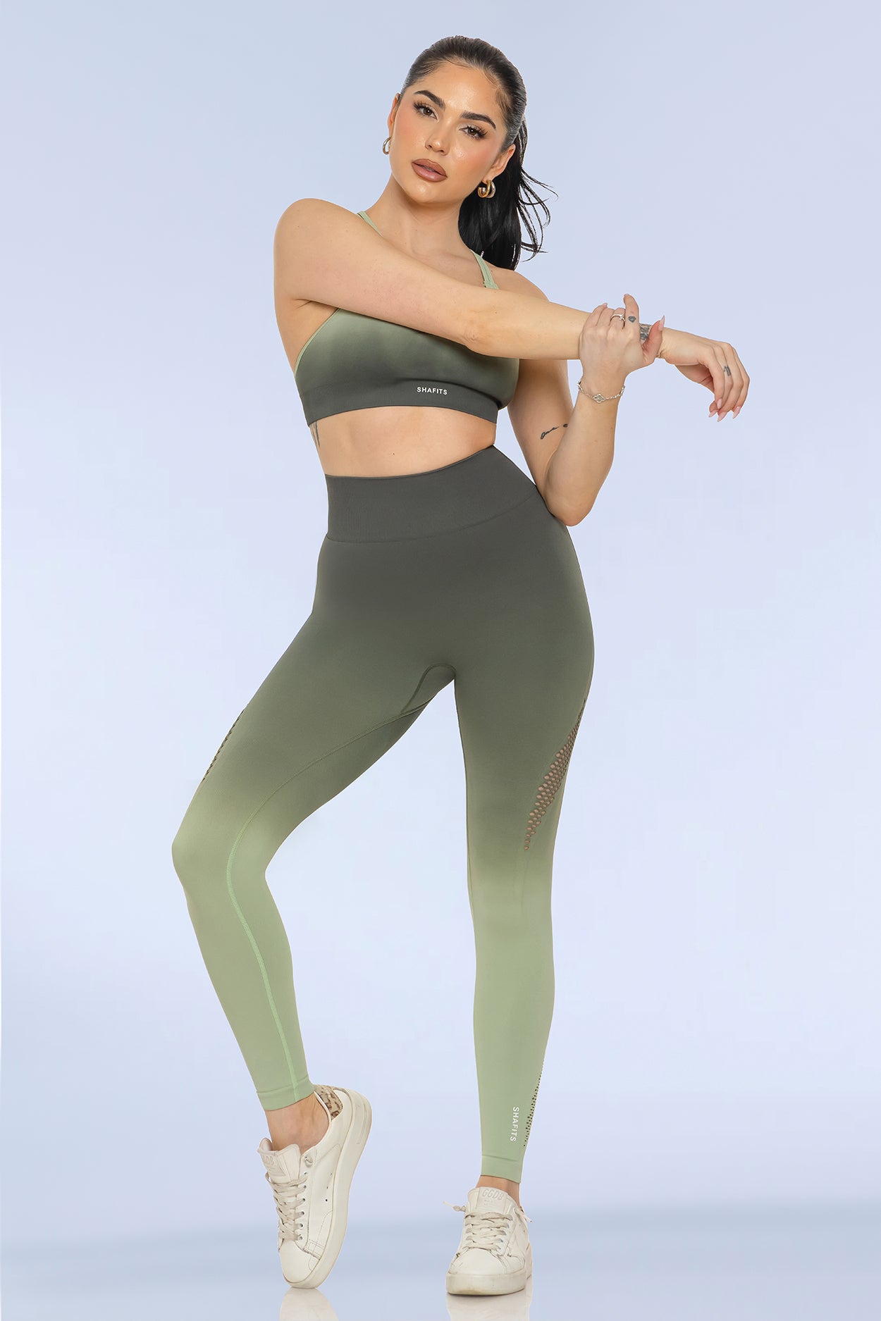 Olive Seamless Gradient-Colored Activewear Set
