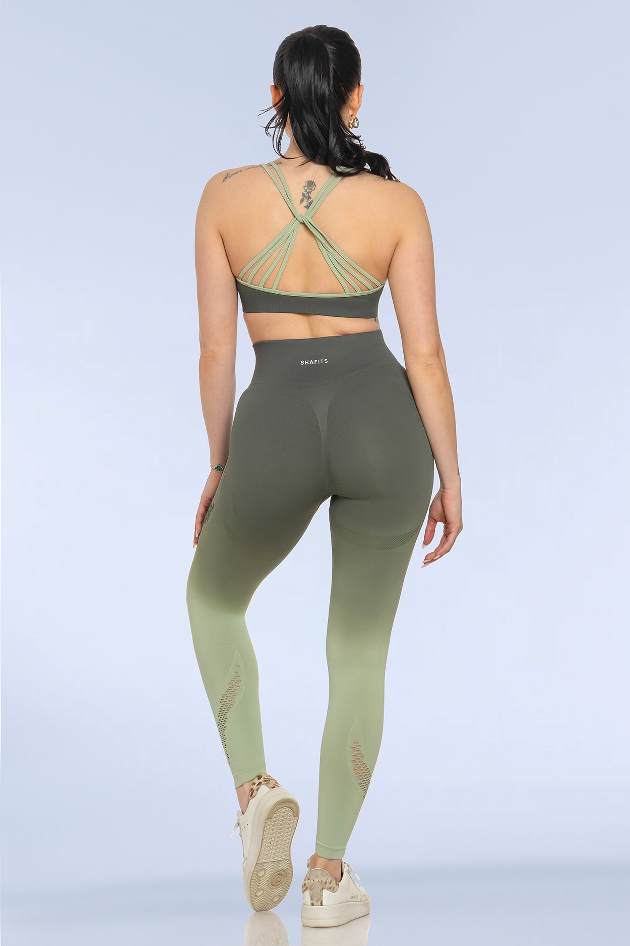 Olive Seamless Gradient-Colored Activewear Set