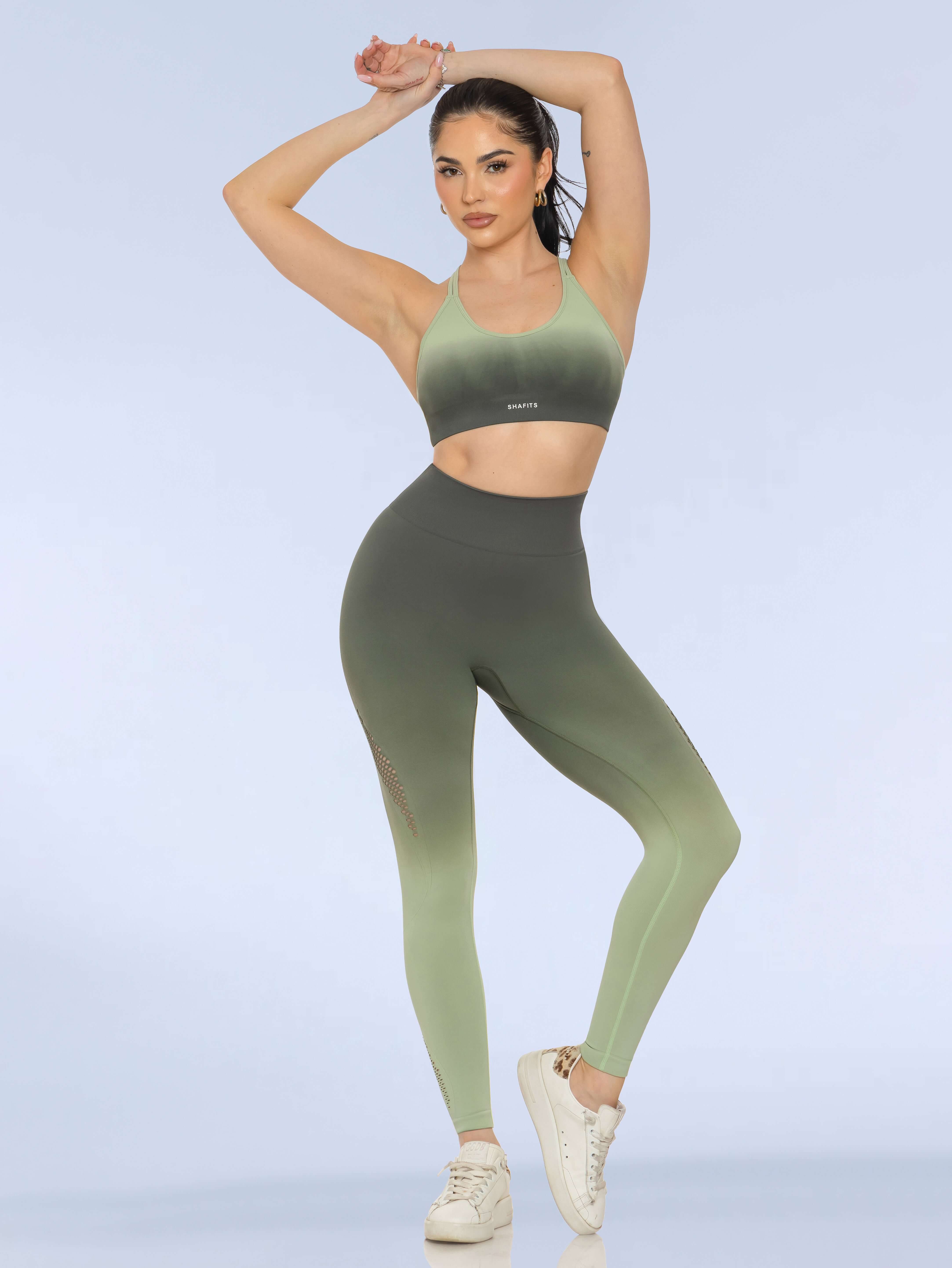 Olive Seamless Gradient-Colored Activewear Set