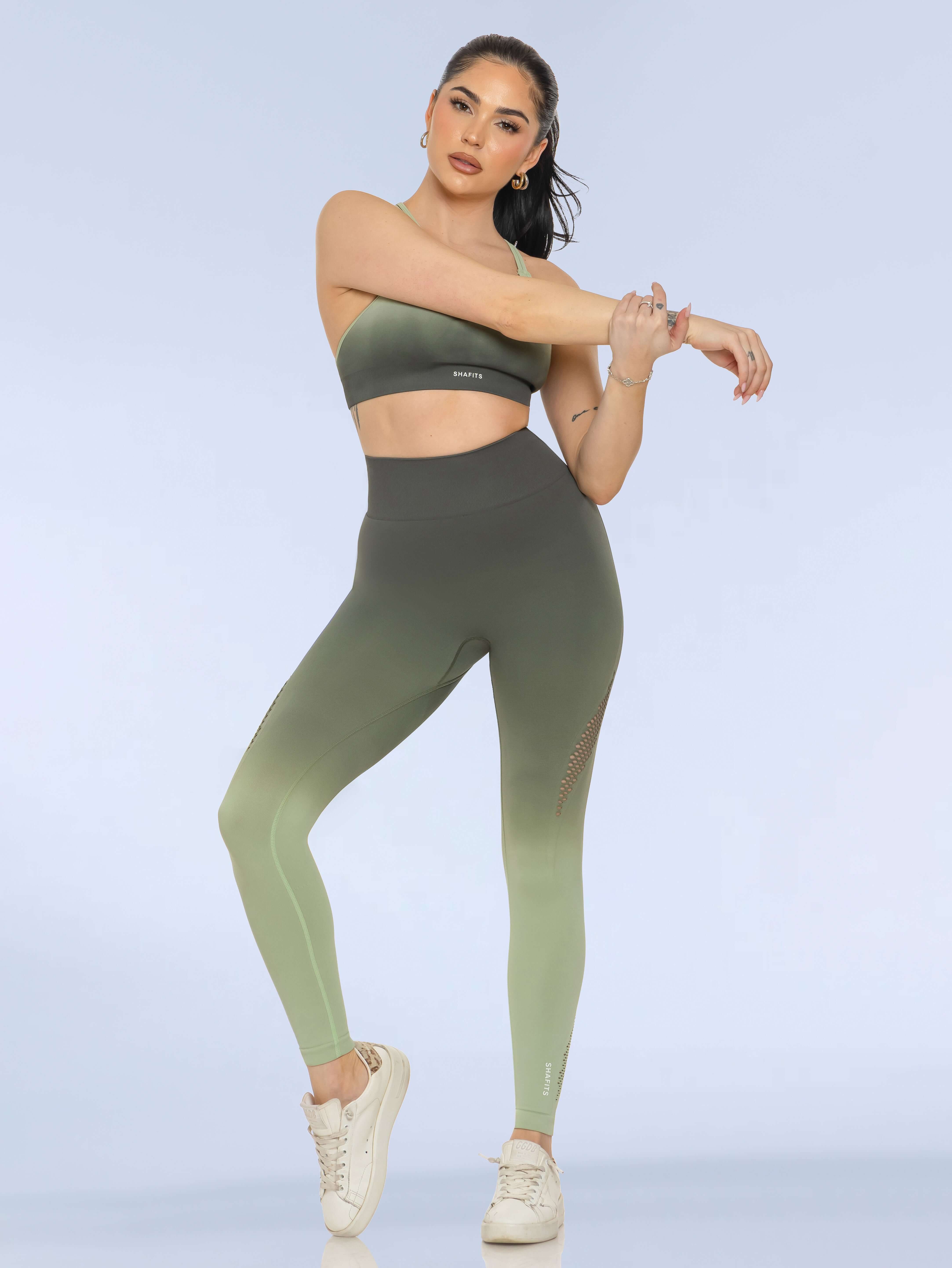 Olive Seamless Gradient-Colored Activewear Set